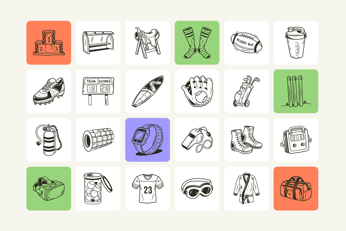 Sports Doodle Icons, an Object Graphic by Brickclay (Photo 5 of 8)
