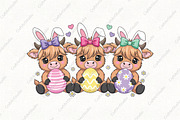 Cool Highland Cow Easter PNG, Bunny, an Illustration by CraftArtStudio (Thumbnail 1 of 4)