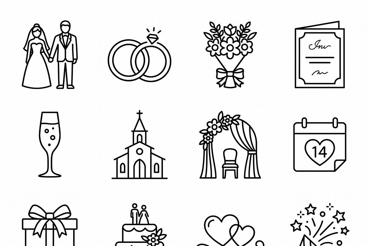 41 Wedding Event Icon Pack, an Outline Icon by adenpinkstore (Photo 1 of 17)