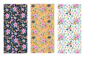 Floral Doodle Seamless Patterns