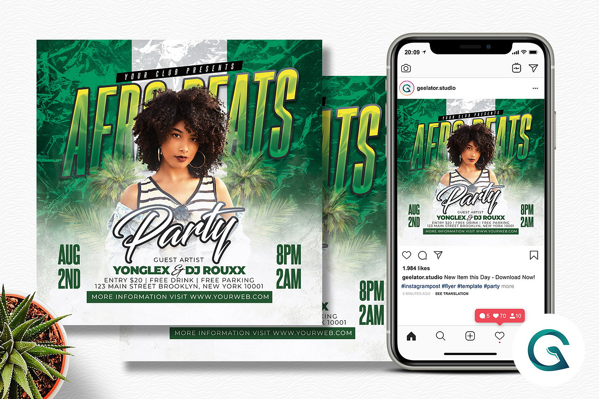 Afro Beats Flyer Template, a Flyer Template by Geelator Studio