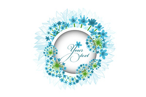 Round frame with blue flowers . Hand, an Object Illustration by Nenahliadava Design