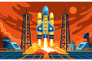 Rocket launch station. Spaceship, a Technology Illustration by Stock-Smart-Start