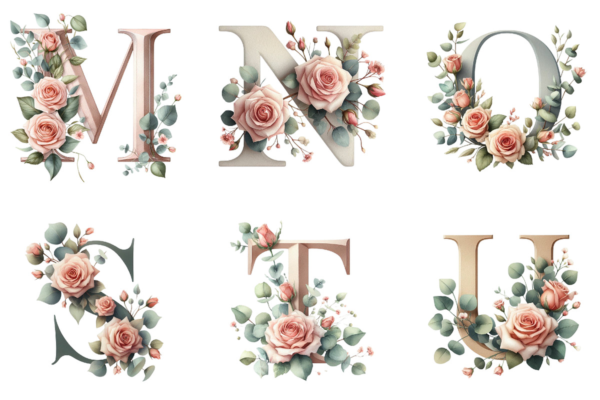 A-Z Floral Alphabet Clipart, an Illustration by DreamArtGraphic (Photo 5 of 5)