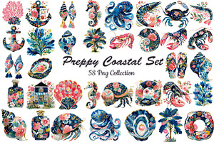 Preppy Coastal Clipart Set