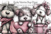 Whimsical Quirky Valentine Dogs Clip, an Illustration by GatewayDesign (Thumbnail 1 of 3)