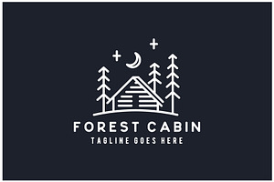 Pine Tree Village Cabin Forest Logo