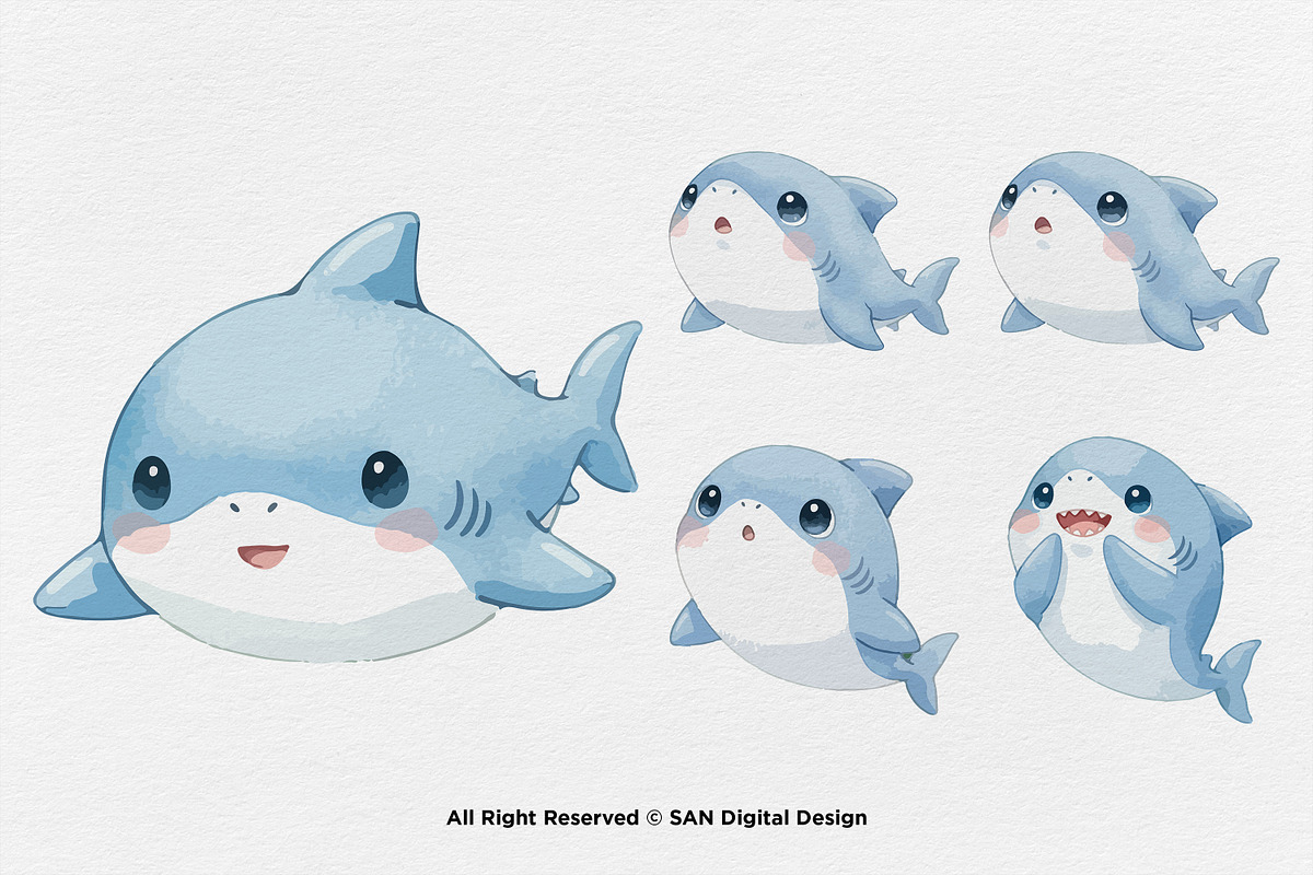 15 Bundle Watercolor Shark Ocean Sea, an Animal Illustration by Morspective (Photo 6 of 8)