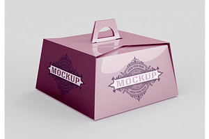 Pastry Box Mockup With Handle