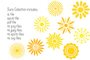 Yellow Sun Vector clipart collection, an Object Illustration by Contes_de_fée (Thumbnail 5 of 5)