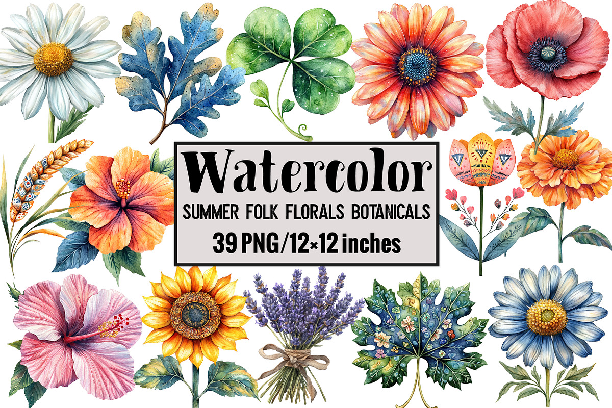 Summer Folk Florals Botanicals, an Illustration by Design Market (Photo 1 of 3)