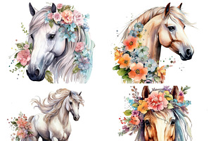 Horses With Flowers Clipart - 14 Png