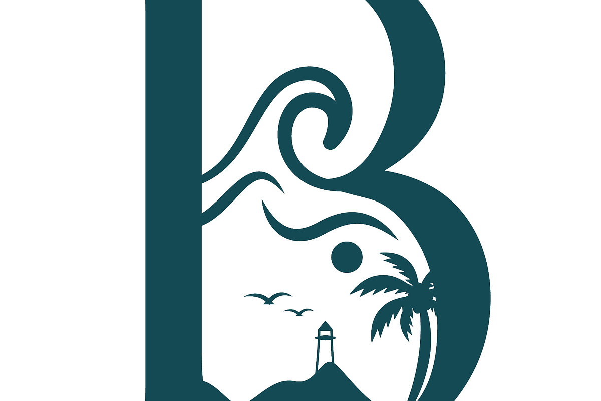 Letter B logo featuring beach, an Object Illustration by LogosDen (Photo 2 of 3)