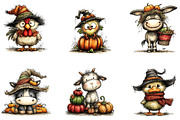 Halloween Farm Watercolor Clipart, a Seasonal Illustration by CreationArt (Thumbnail 5 of 5)