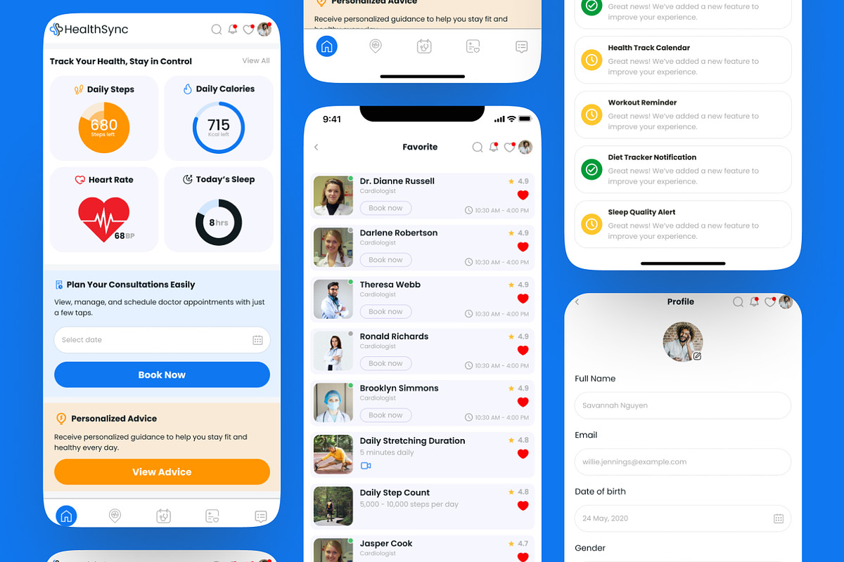 HealthSync App - Complete UI Kit, an UI Kit Template by UI Pixel (Photo 7 of 11)