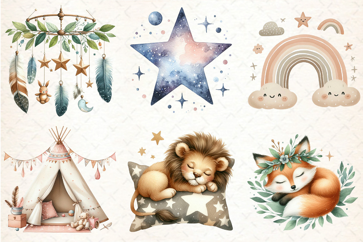 Boho Baby Doodle Clipart, an Illustration by DreamCafeArt (Photo 2 of 7)