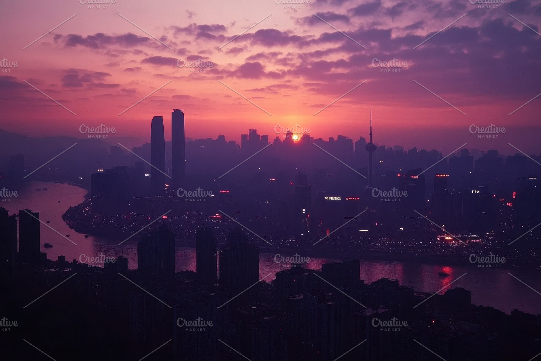 Panoramic view of a city skyline at, a Photo by Iftikhar Alam