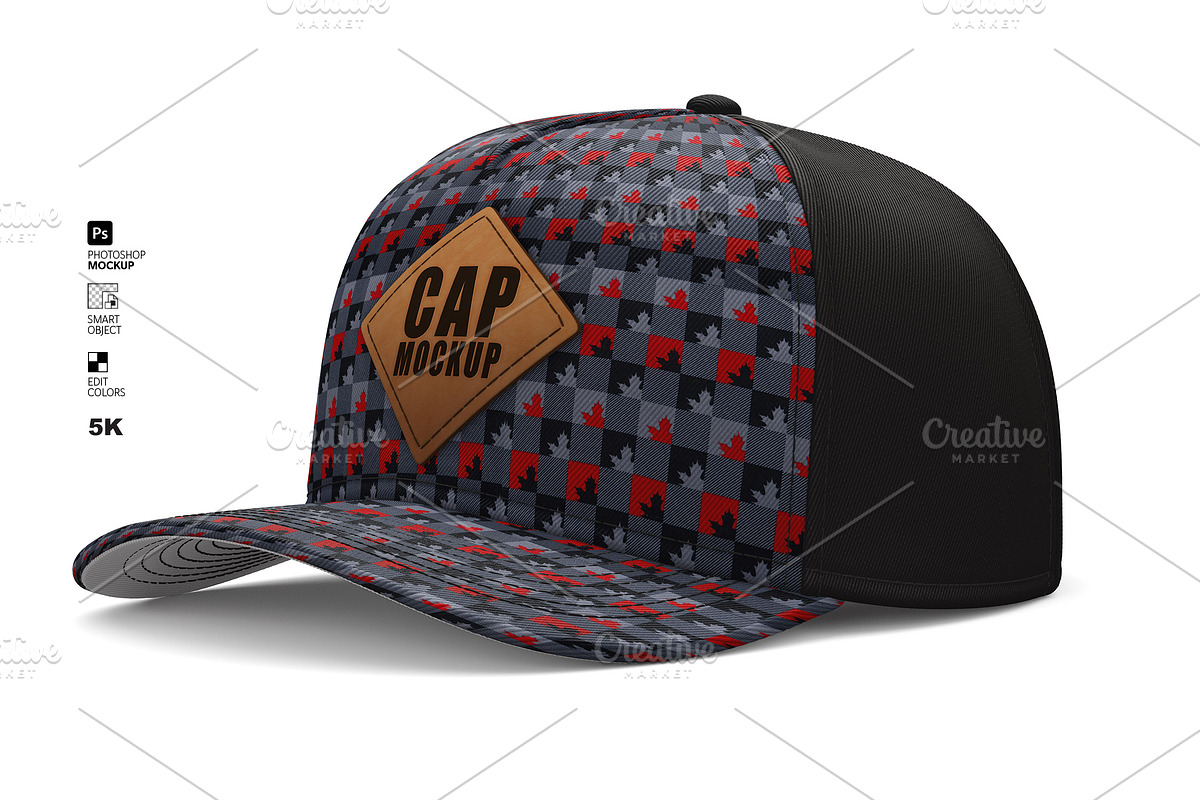 5-Panel Cap Photoshop Mockup, a Hat Mockup by LESZ Design (Photo 7 of 11)