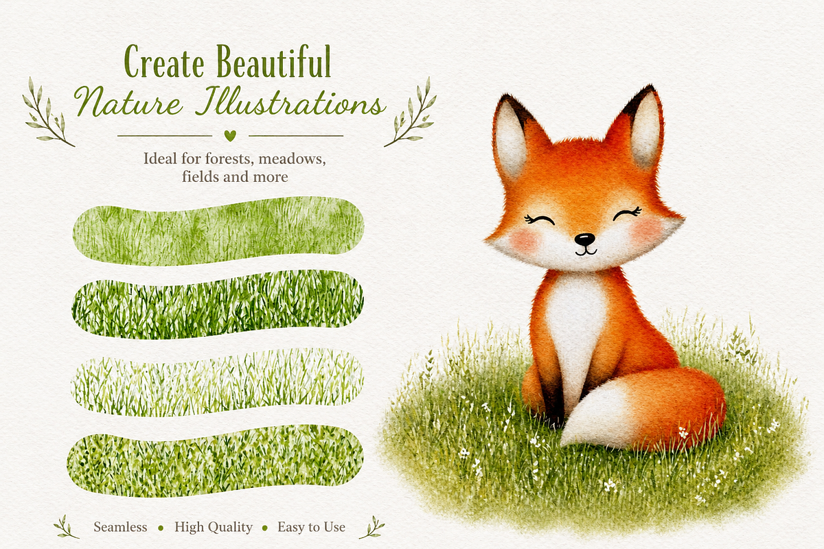 Procreate Watercolor Grass Brushes, a Brush Add-On by HopeArtIllustration (Photo 4 of 7)