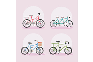 four bicycles styles icons, a Transportation Illustration by studiogstock