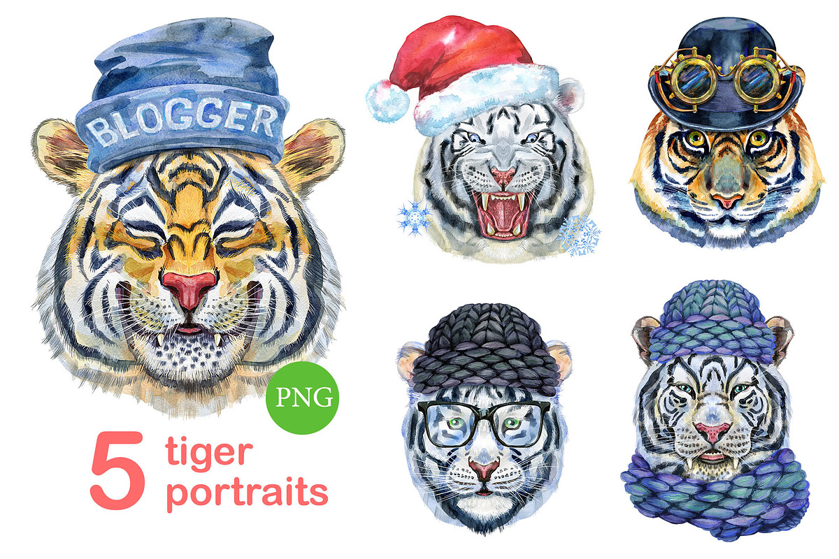 Cute watercolor tigers. Part 3, an Animal Illustration by Watercolor fantasy (Photo 1 of 4)