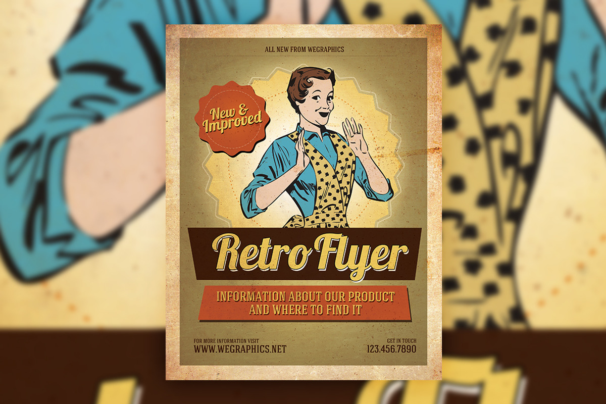Print-Ready Retro Flyer, a Flyer Template by WeGraphics (Photo 1 of 2)