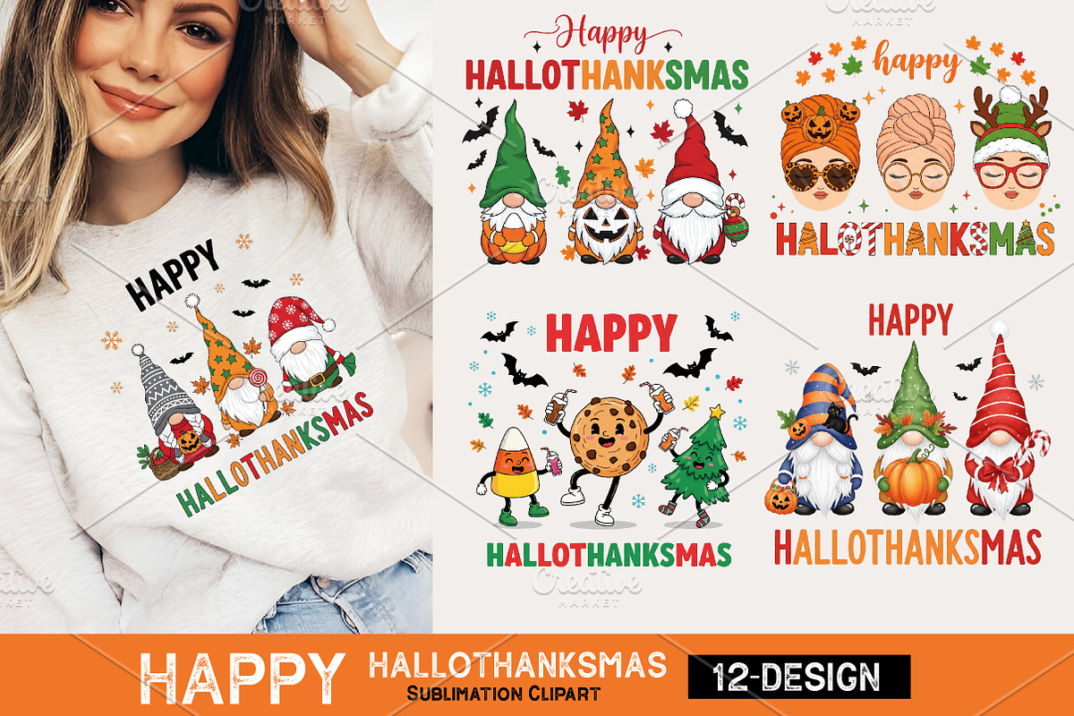 Happy HalloThankSmas, Bundle Clipart, an Illustration by CreationArt (Photo 2 of 3)