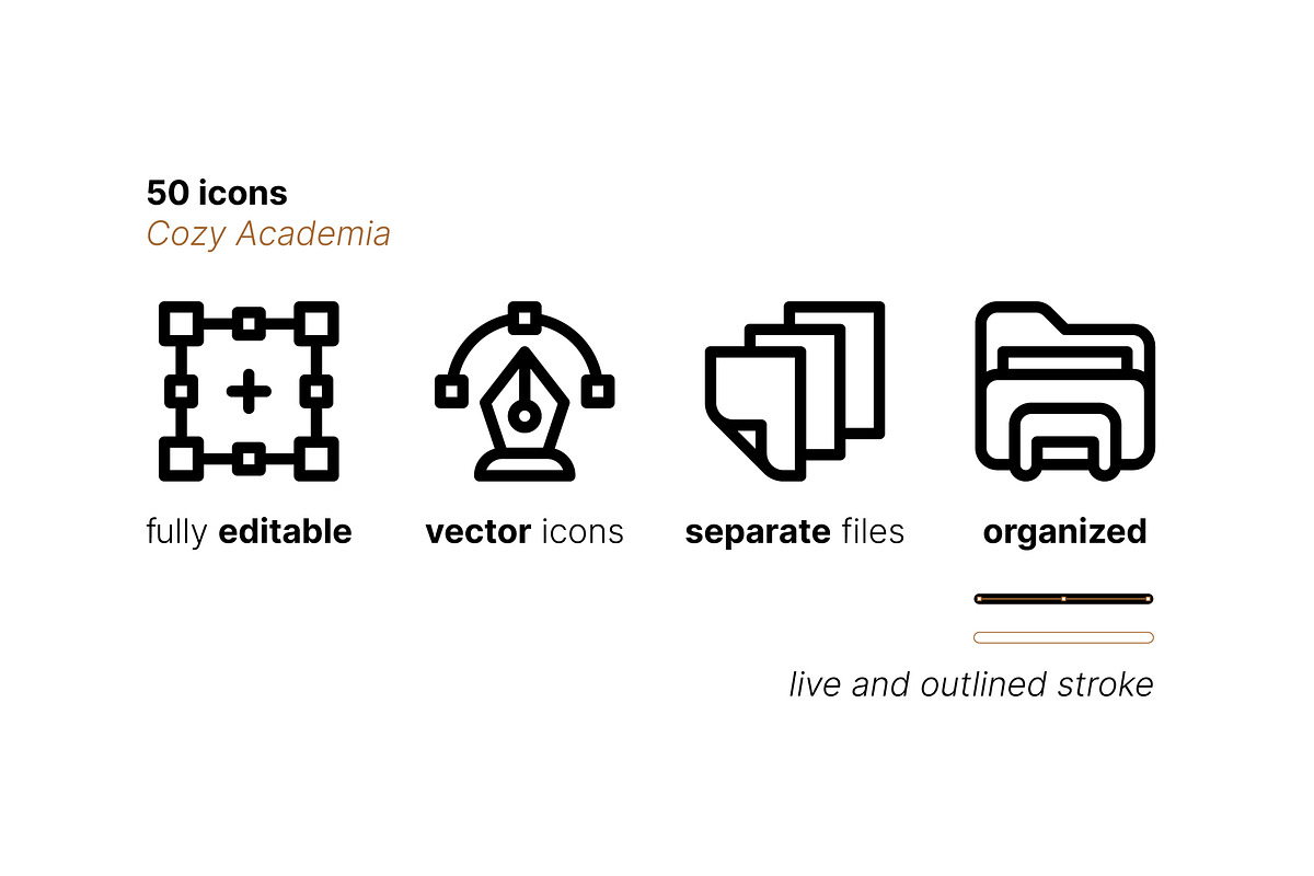 50 Cozy Academia Icons, an Outline Icon by Side Project (Photo 4 of 8)
