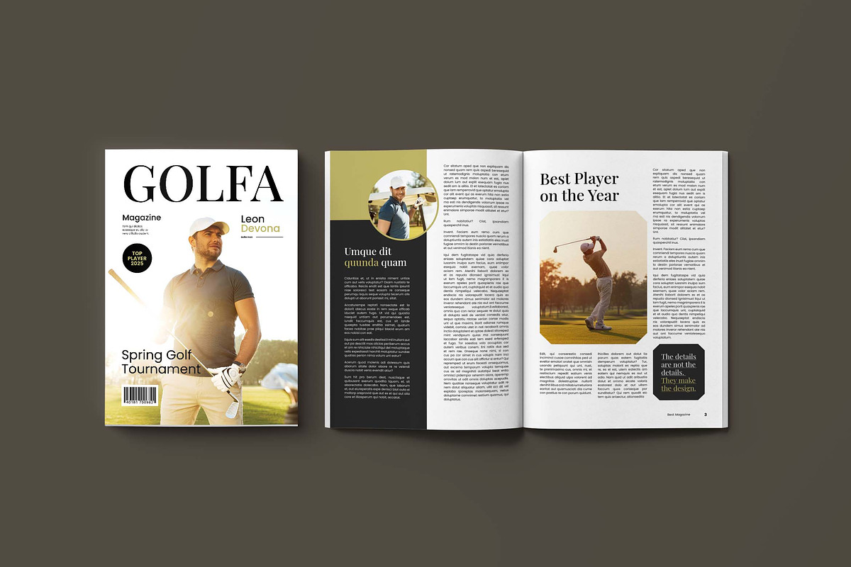 White Golf Sport Magazine Template, a Magazine Template by UICreative (Photo 4 of 5)