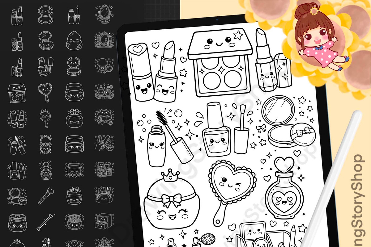 150 Procreate Kawaii Makeup Stamps, a Brush Add-On by DrawingStoryShop (Photo 1 of 6)
