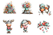 Valentine Woodland Animal Clipart, an Illustration by CreationArt (Thumbnail 3 of 5)