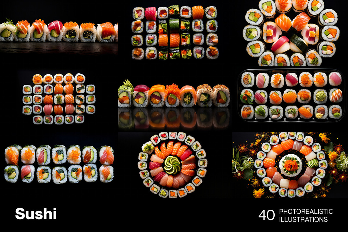 Sushi Art - 40 images, a Food Illustration by Handmadefont (Photo 4 of 12)