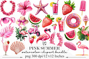 Pink Summer Clipart, an Illustration by Designking (Thumbnail 1 of 5)
