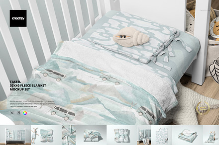 30x40 Fleece Blanket Mockup Set, a Household Mockup by creatsy5