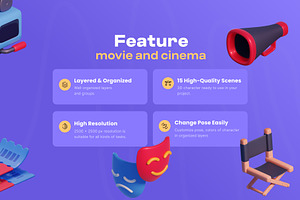 Movie & Cinema 3D Icon Pack