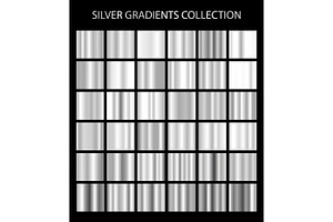 36 Vector Silver Gradients