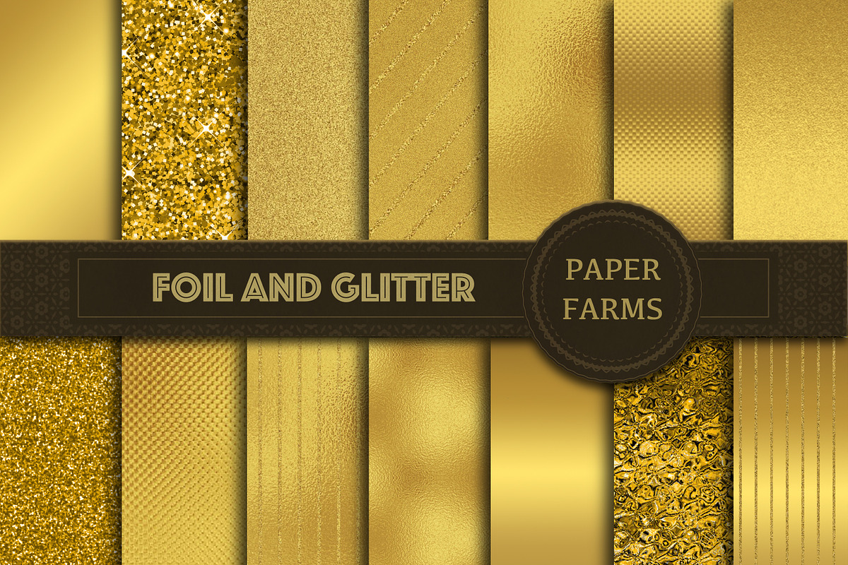 Gold foil and glitter digital paper, a Texture Graphic by Paper Farms