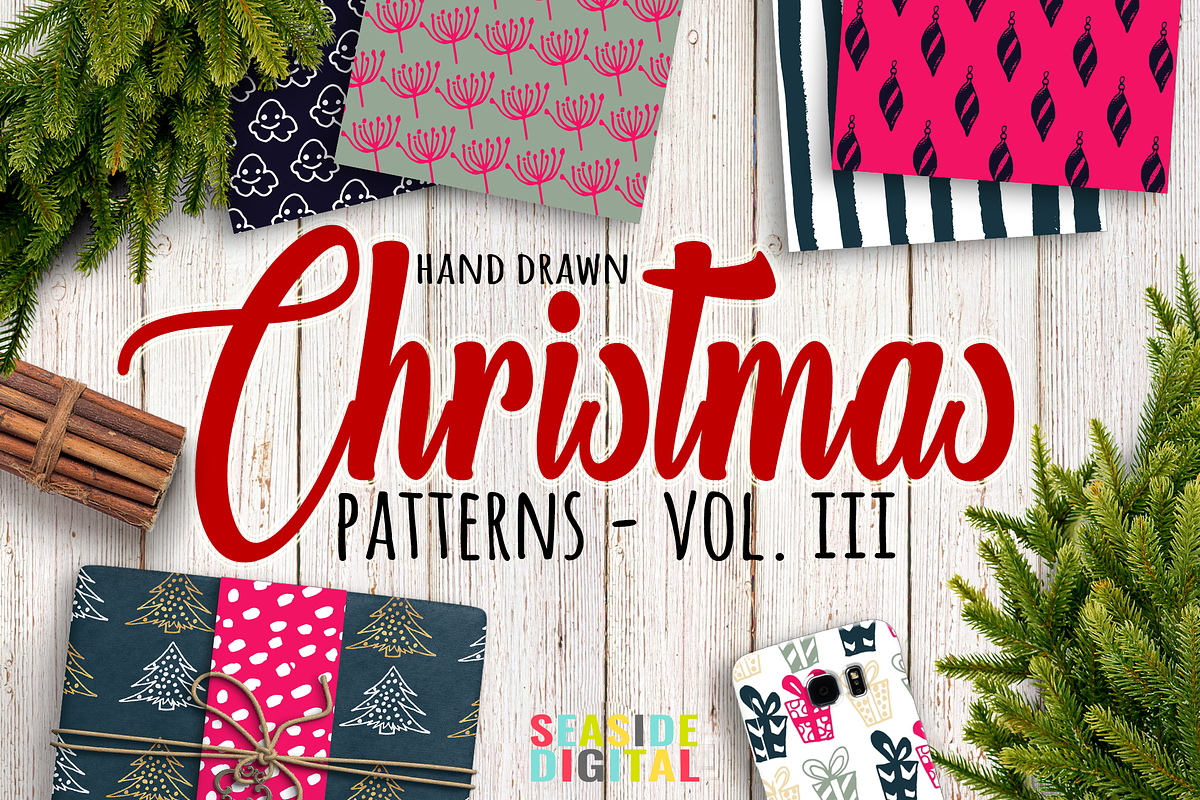Hand Drawn Christmas Patterns III, a Pattern Graphic by Sinziana Romanescu (Photo 1 of 4)