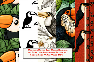 Toucans Retro Art Style Designs