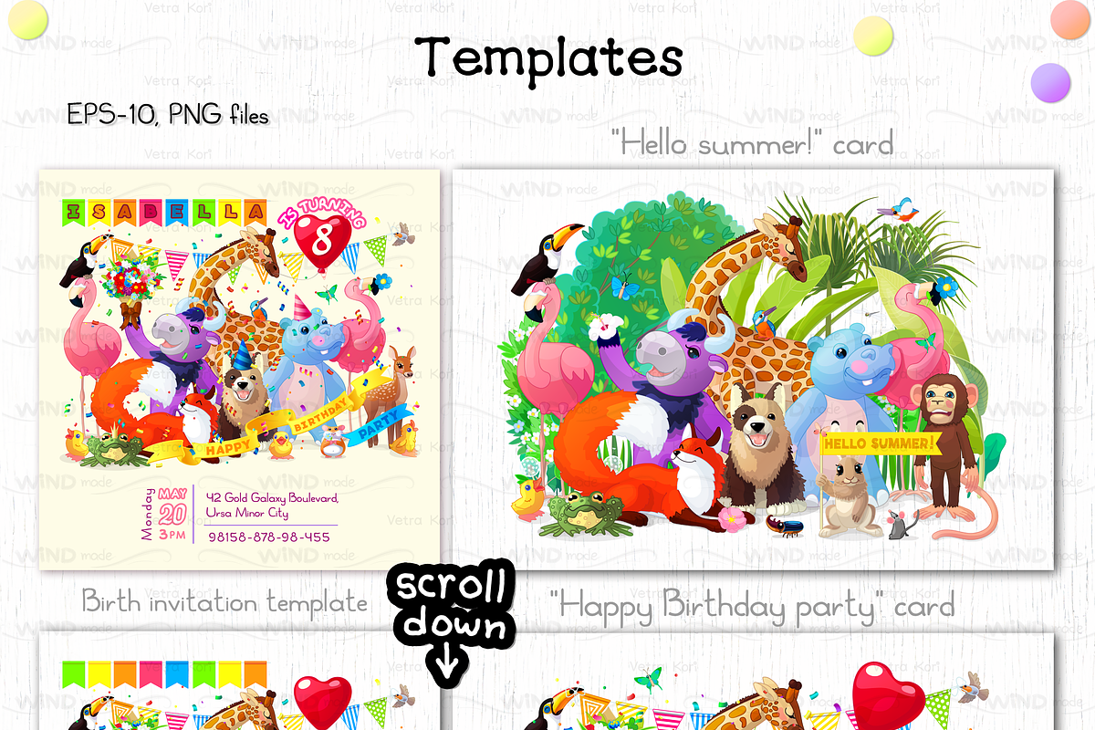 vector set Happy Animals, an Animal Illustration by WINDmade (Photo 10 of 12)