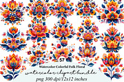 Watercolor Colorful Folk Floral, an Illustration by Digital Artistic99 (Thumbnail 1 of 9)