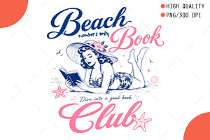 Beach Book Club Reading Summer PNG, a Seasonal Illustration by OK Design