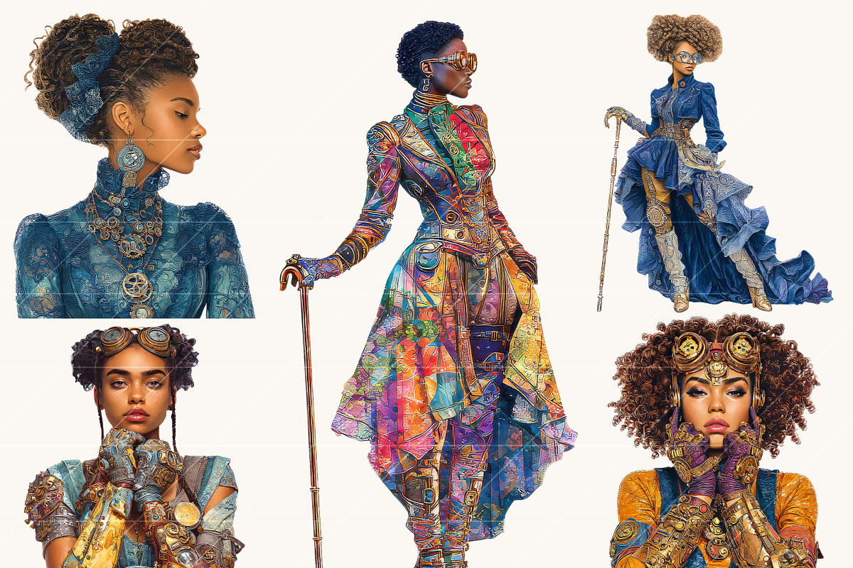 African Steampunk Girls Clipart, a Person Illustration by Design Scotch (Photo 6 of 8)