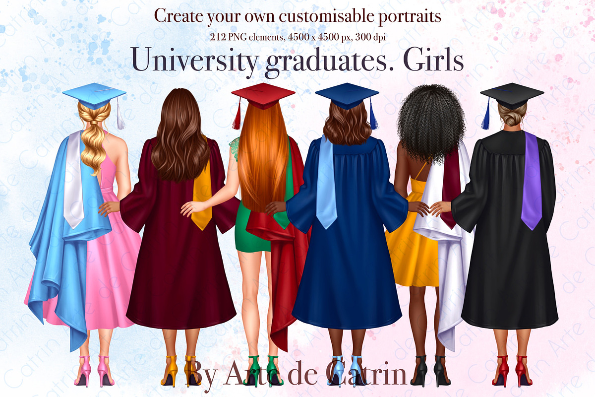 University Graduates Girls Clipart, a Person Illustration by ArtedeCatrin (Photo 1 of 11)