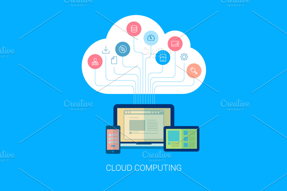 Flat style cloud computing icon.