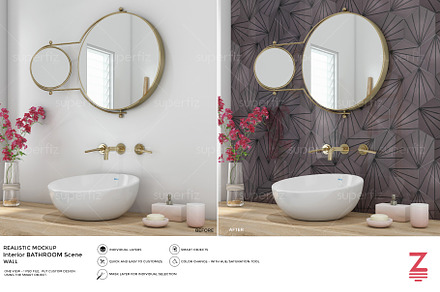 Wall Mockup Bathroom Scene SM19