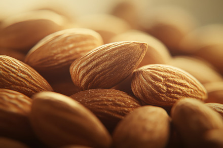 Closeup view of fresh almonds showca, a Photo by Iftikhar Alam