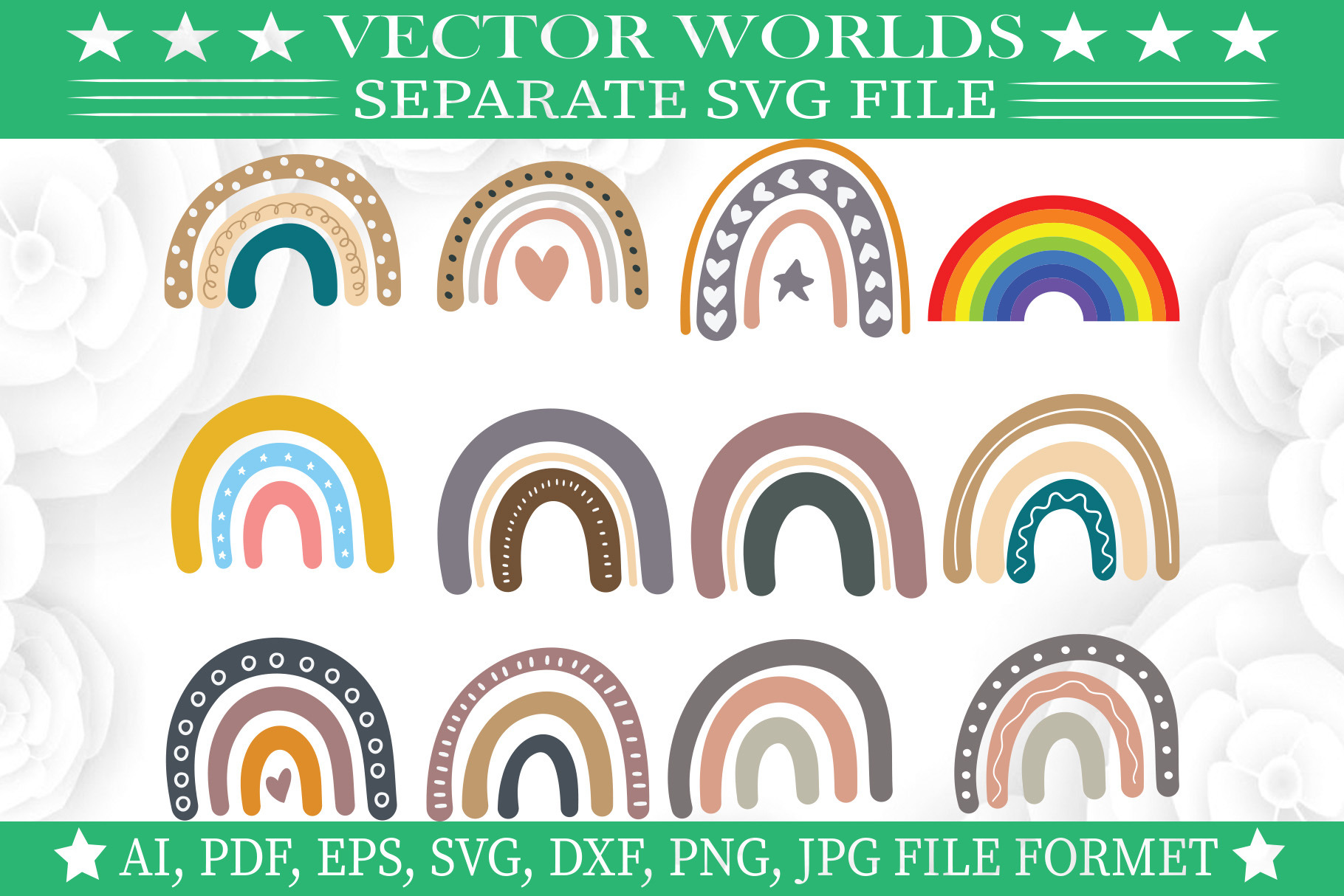 Rainbow Svg, Rain, Bow Svg, an Object Graphic by VectorWorlds