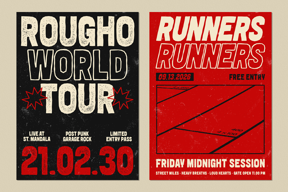 Rougho – Distressed Stamp Display, a Sans Serif Font by Sekyra Lab (Photo 8 of 10)