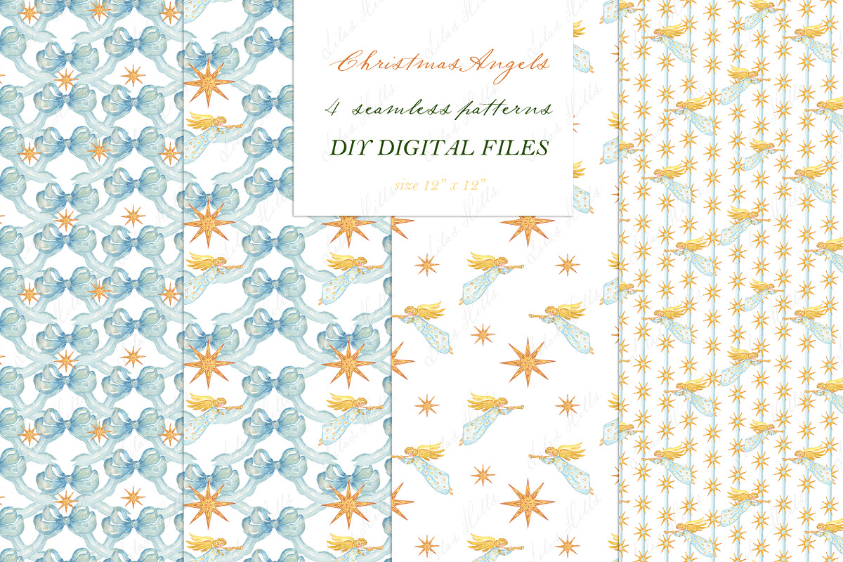 Christmas Angels Watercolor Clipart, a Decorative Illustration by LABFcreations (Photo 2 of 4)